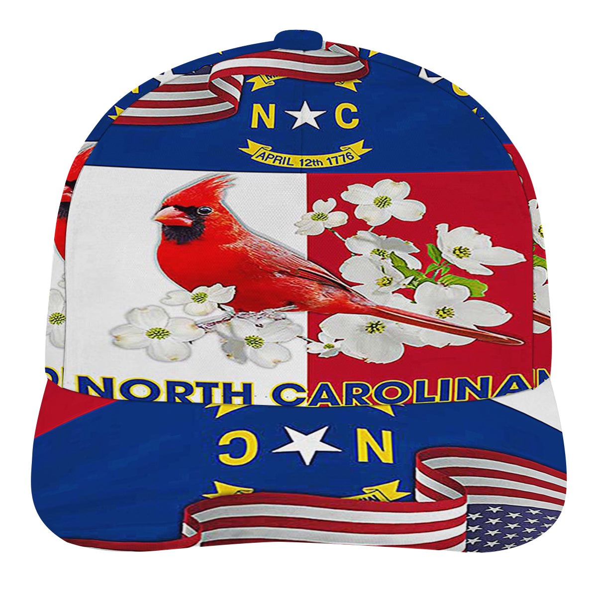 North Carolina Stte Dogwood Flower and Cardinal Baseball Cap Hat