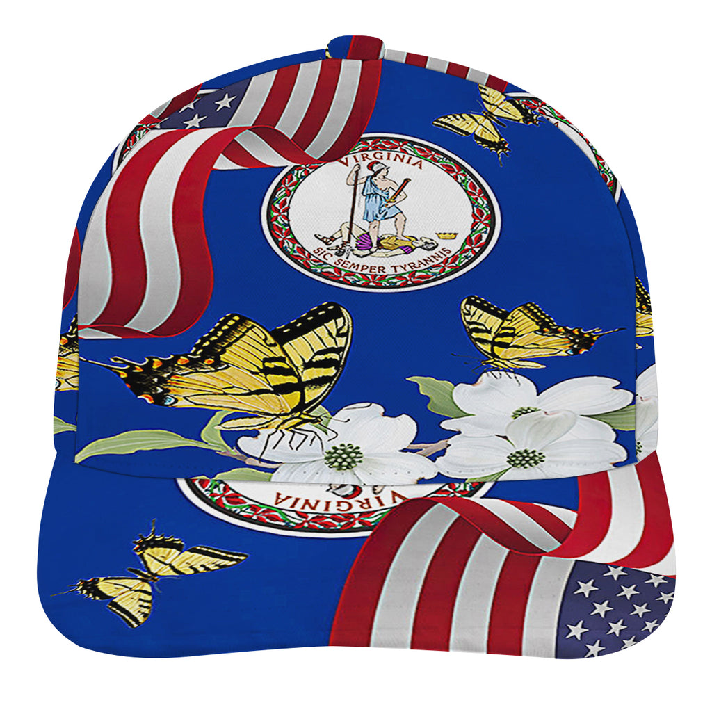 Virginia Stte Tiger Swallowtail Butterfly and Dogwood Flower Baseball Cap Hat