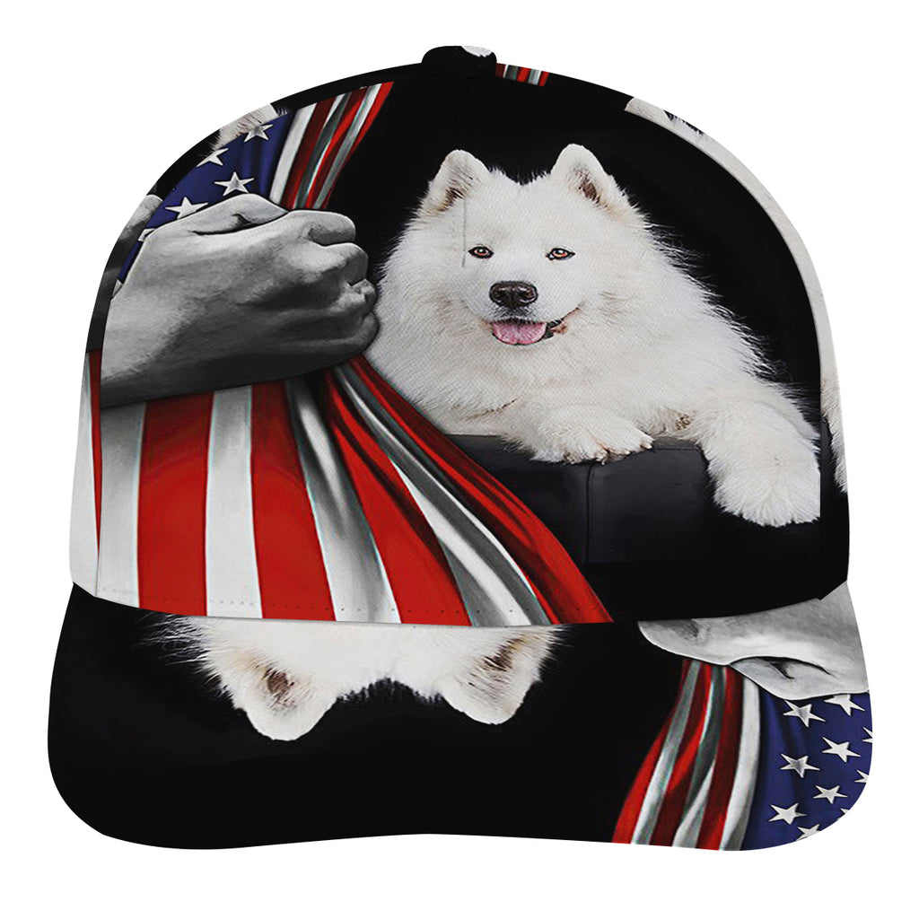Samoyed Dog Lover American flag US Baseball Cap Hat