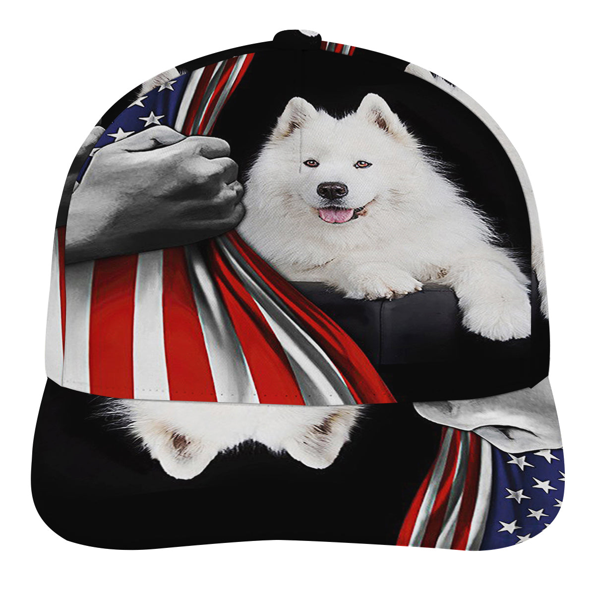 Samoyed Dog Lover American flag US Baseball Cap Hat