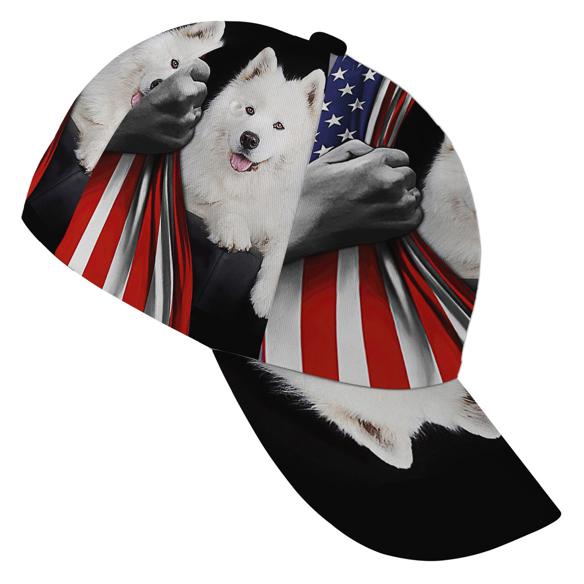 Samoyed Dog Lover American flag US Baseball Cap Hat