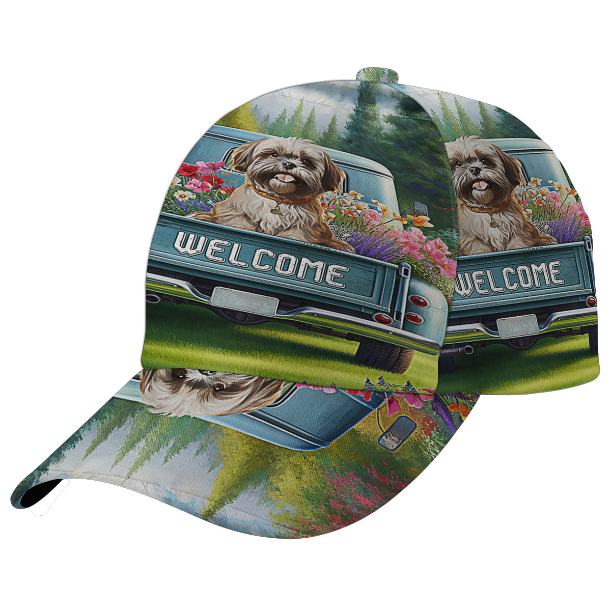 Tzu Dog On Pickup Truck Shih Tzu Baseball Cap Hat