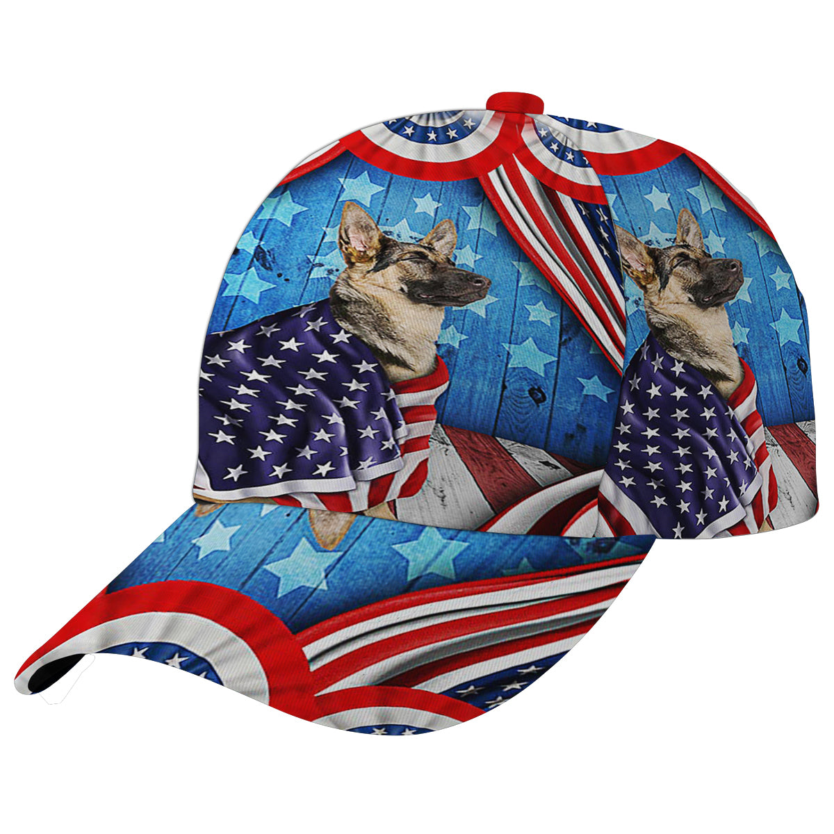 Happy 4th Of July Patriotic Dog German Shepherd American flag Baseball Cap Hat