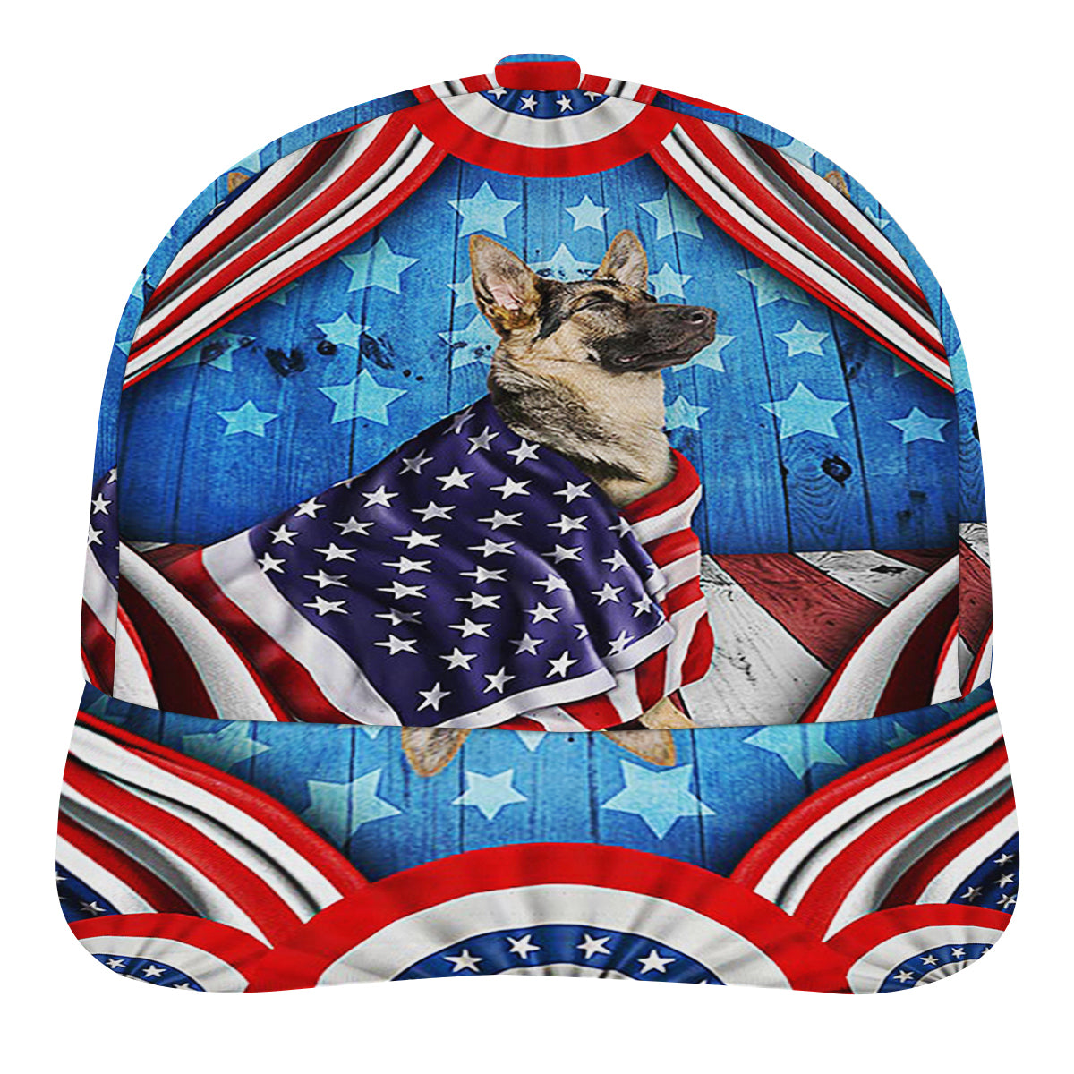 Happy 4th Of July Patriotic Dog German Shepherd American flag Baseball Cap Hat