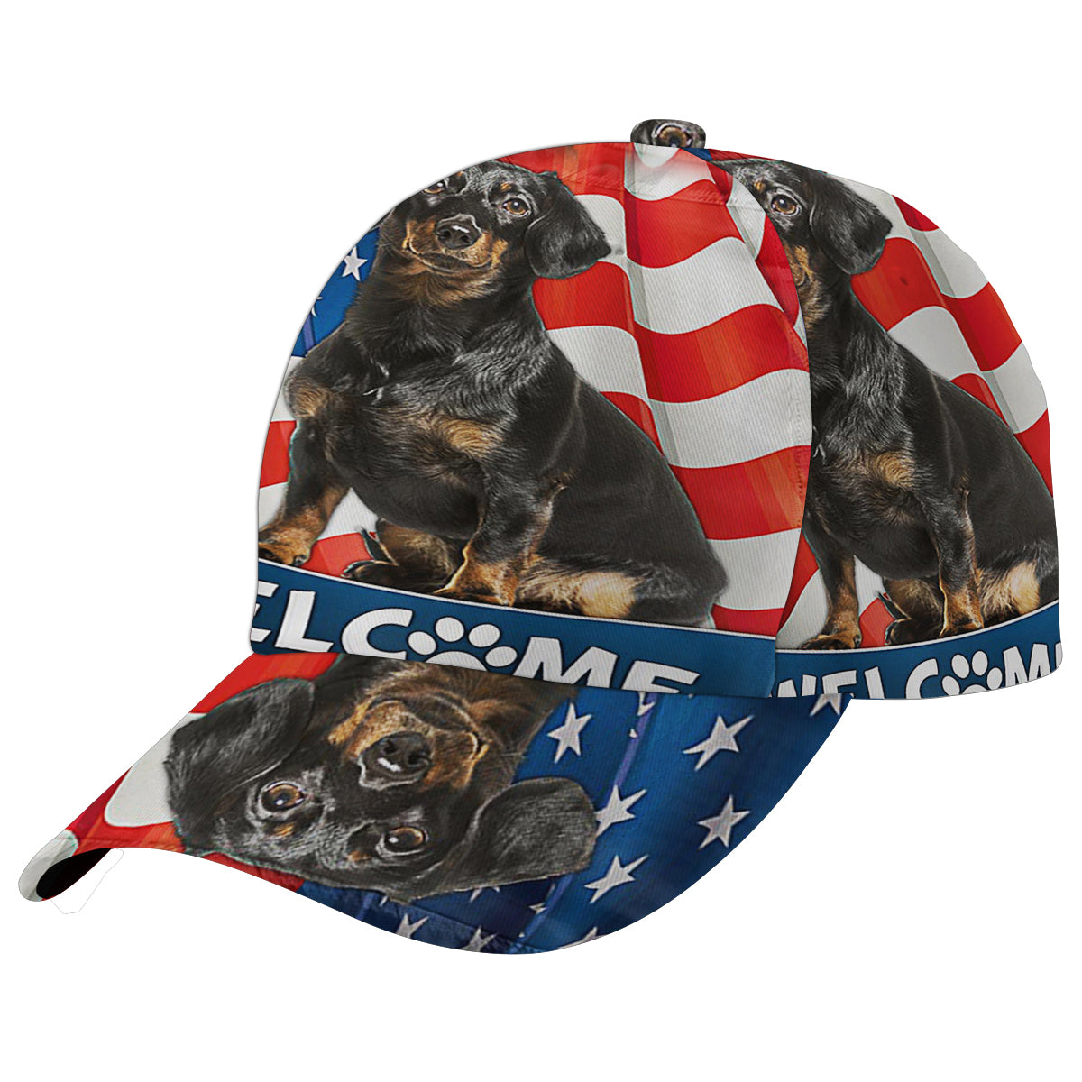 Dachshund Dog 4th Of July American flag Baseball Cap Hat
