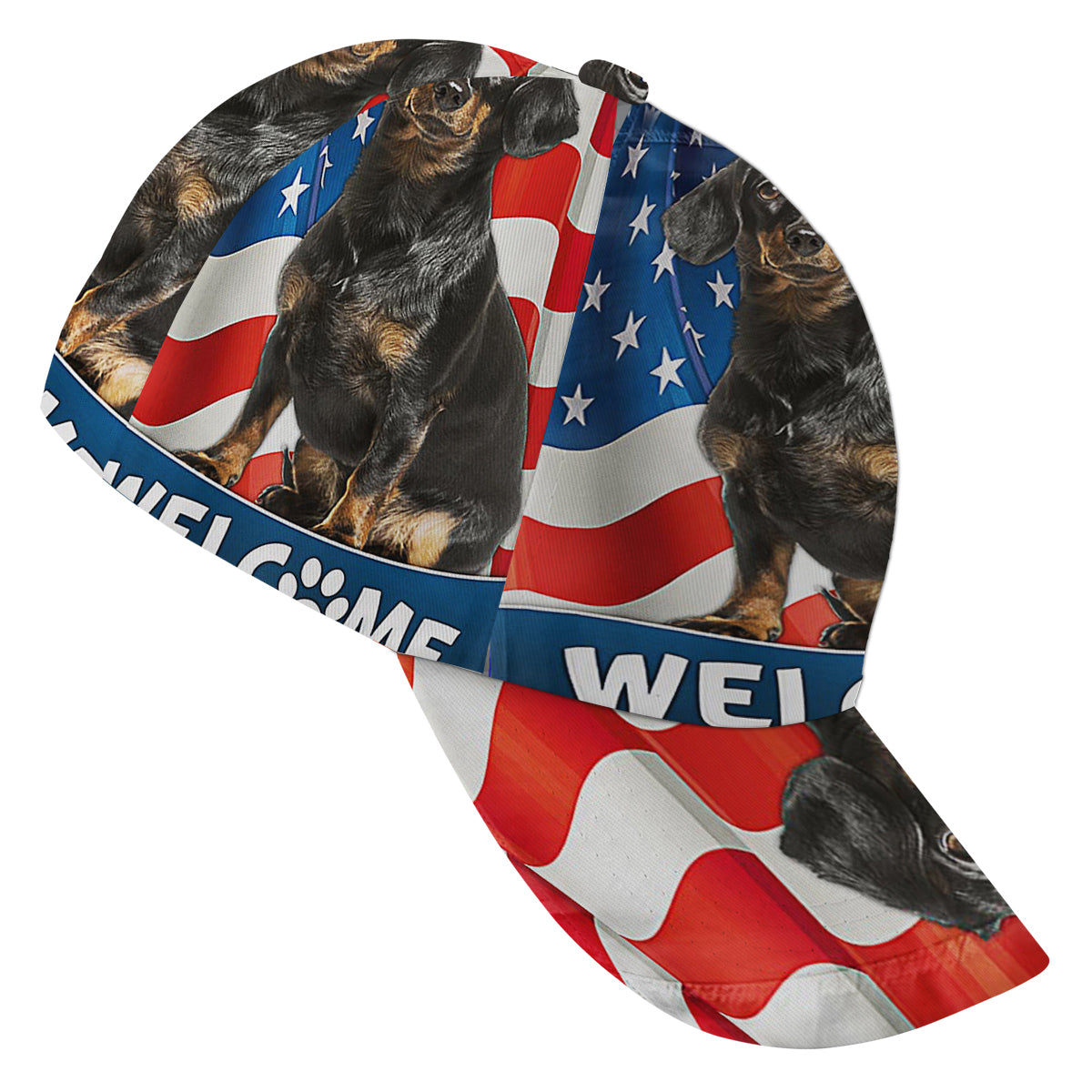Dachshund Dog 4th Of July American flag Baseball Cap Hat