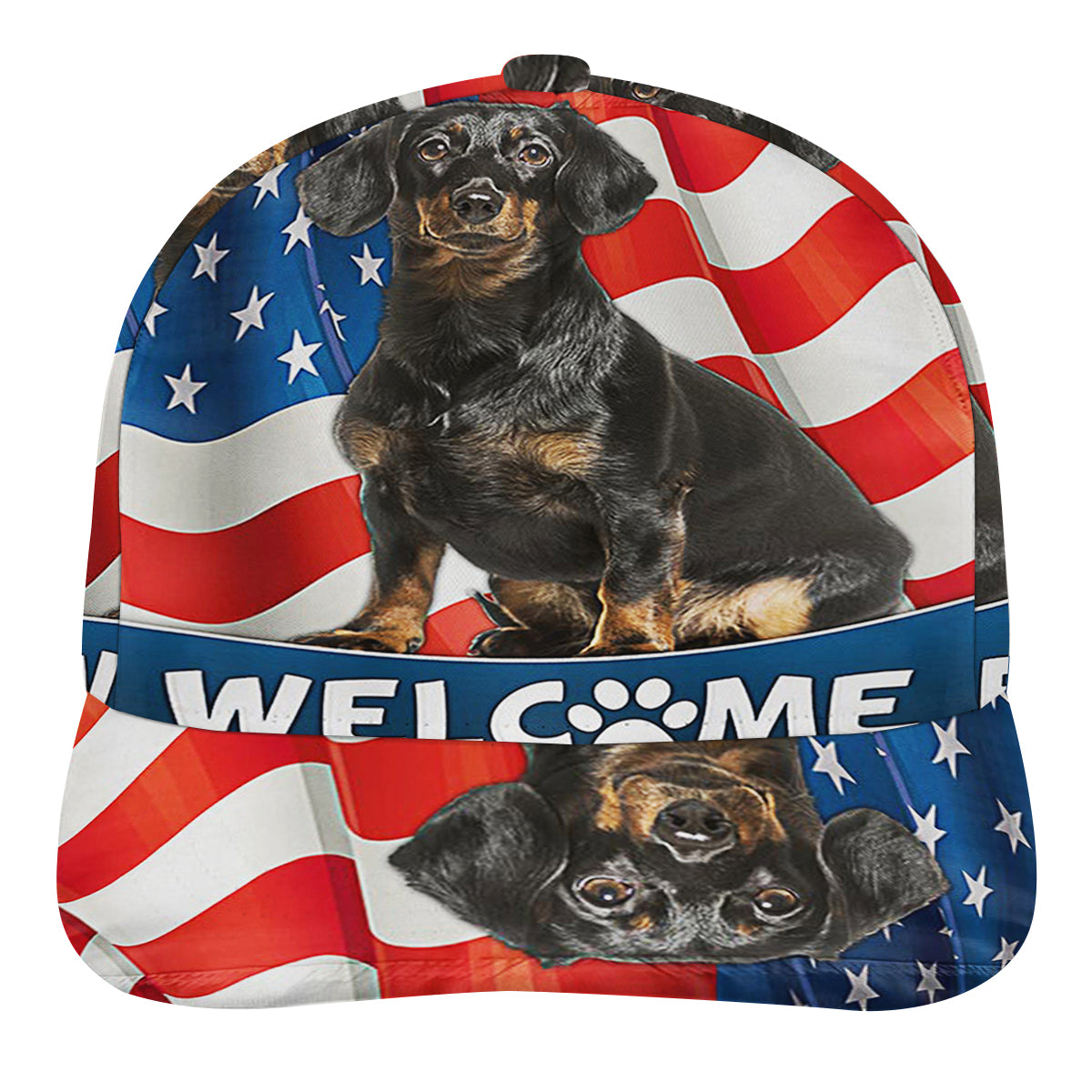 Dachshund Dog 4th Of July American flag Baseball Cap Hat