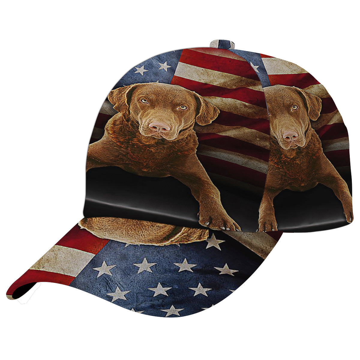 Chesapeake Bay Retriever Dog American flag Baseball Cap Hat