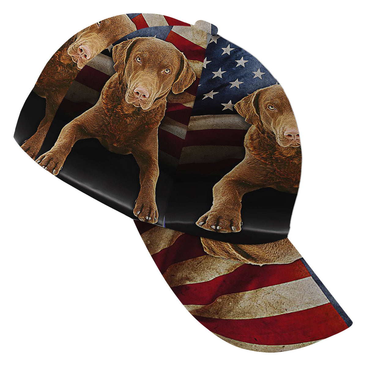 Chesapeake Bay Retriever Dog American flag Baseball Cap Hat