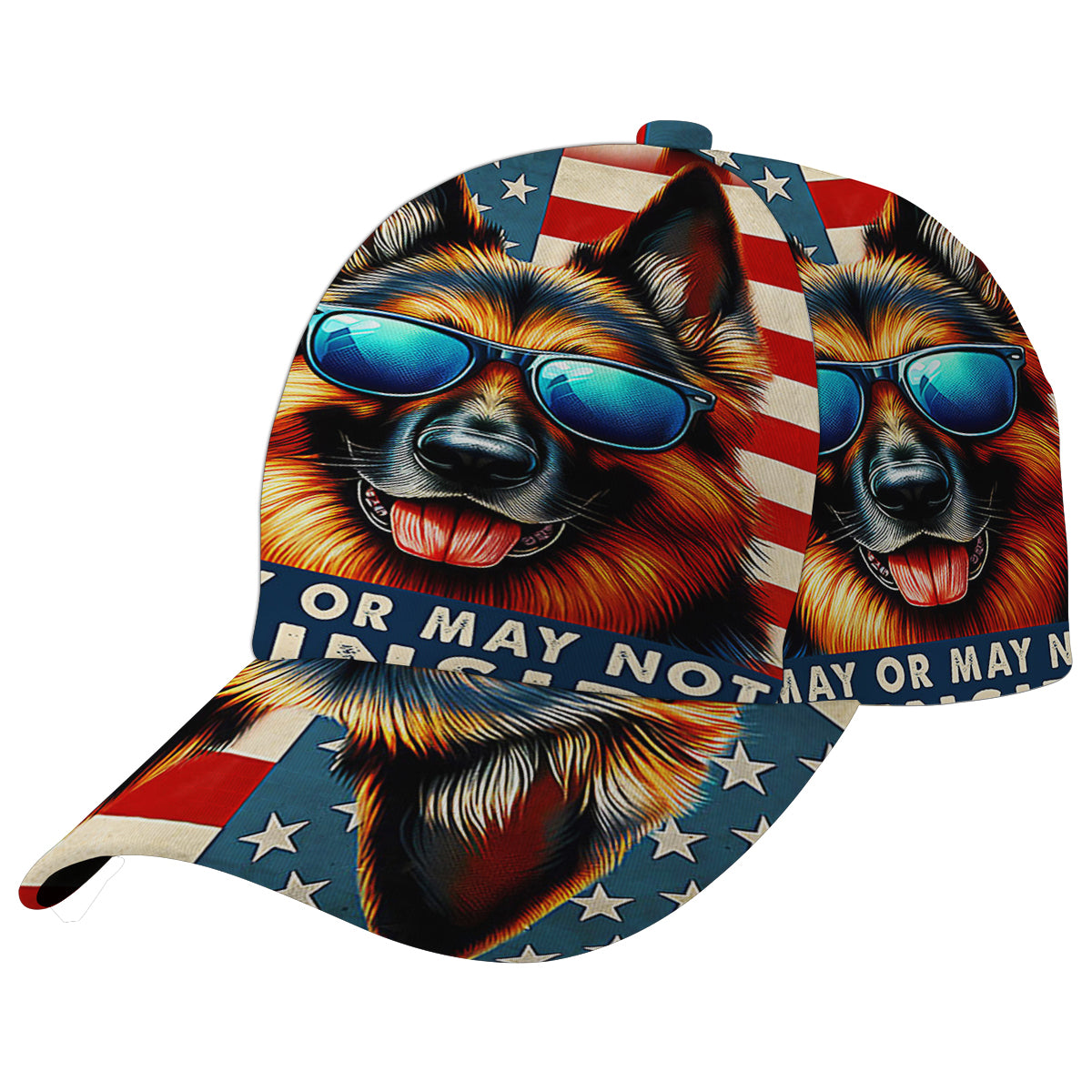 Funny German Shepherd Dog American flag Baseball Cap Hat