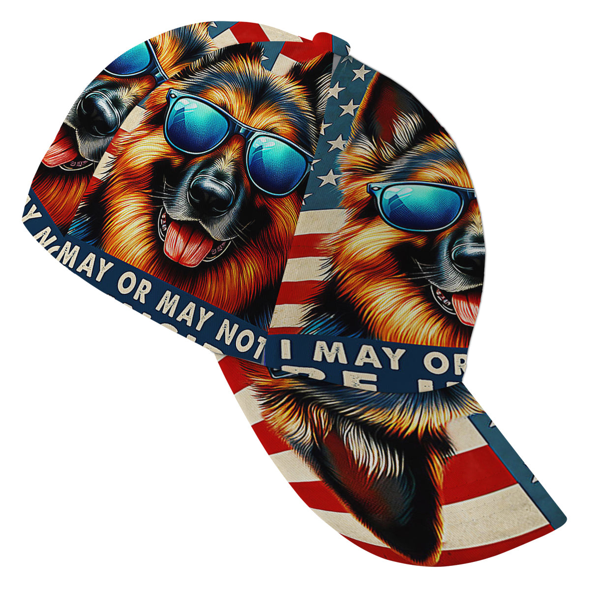 Funny German Shepherd Dog American flag Baseball Cap Hat
