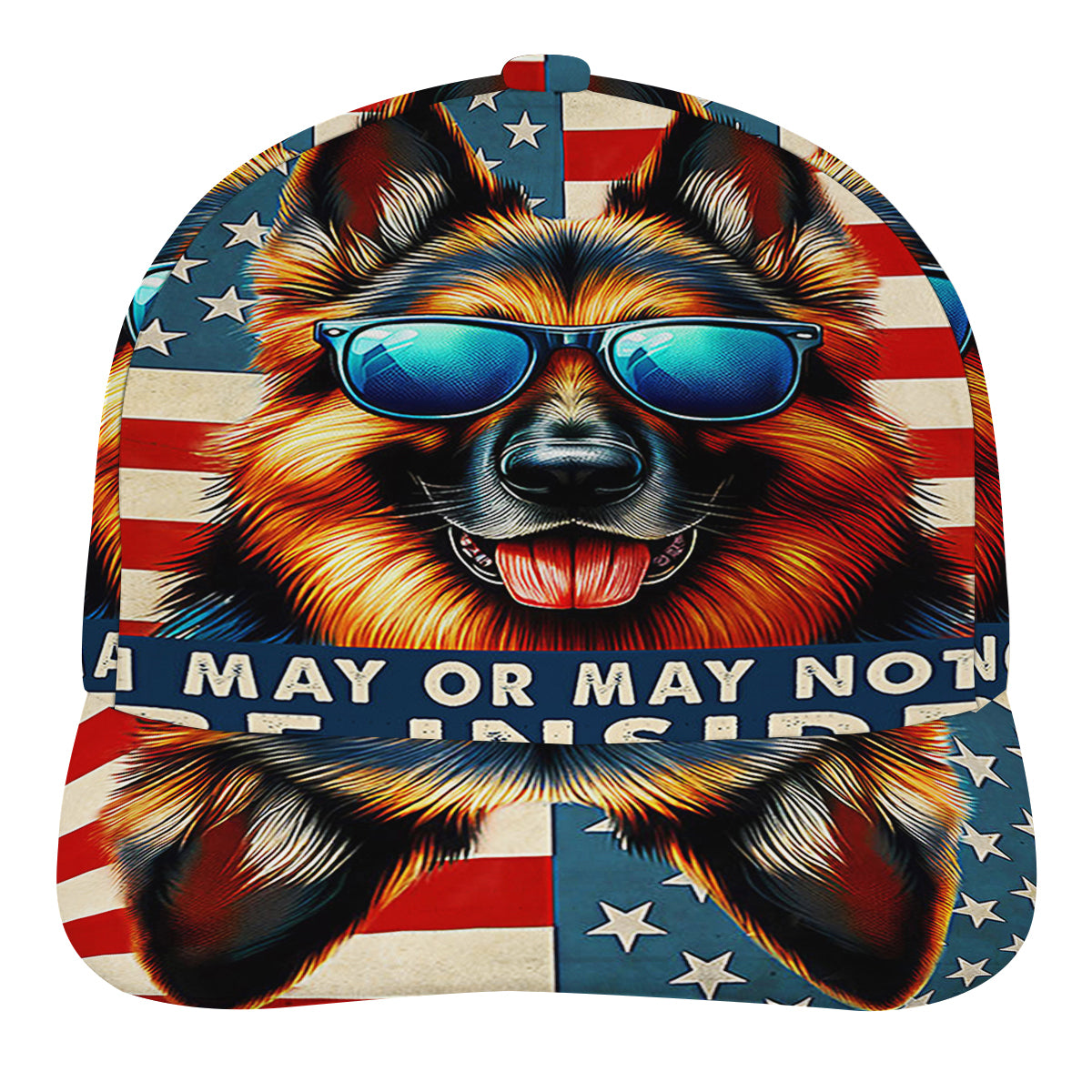 Funny German Shepherd Dog American flag Baseball Cap Hat