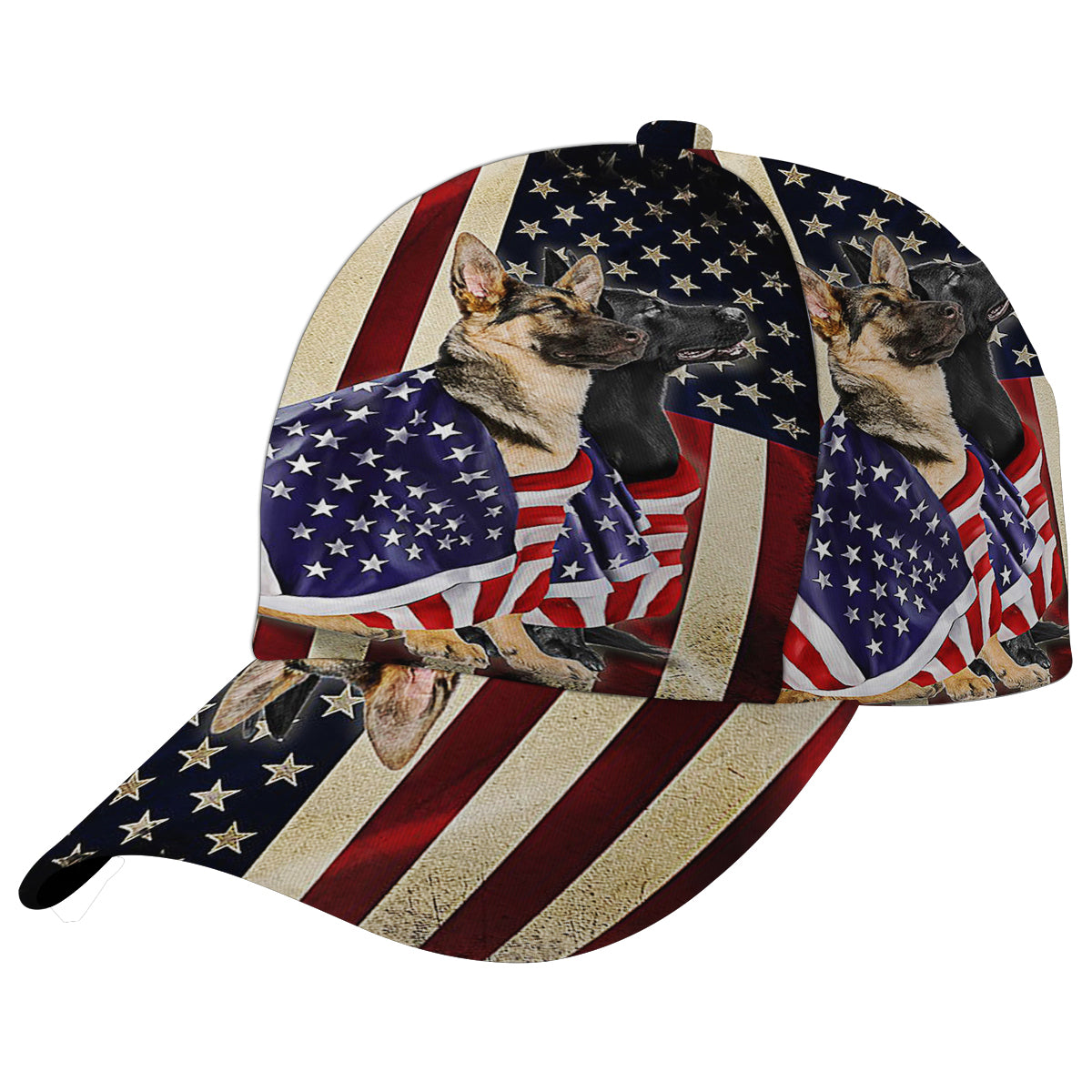 German Shepherd Dogs American flag Patriot Baseball Cap Hat