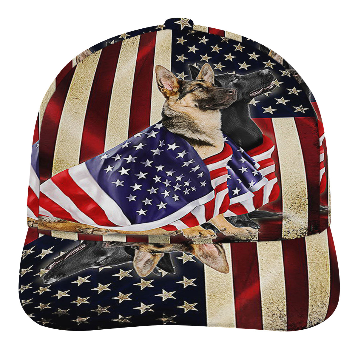 German Shepherd Dogs American flag Patriot Baseball Cap Hat