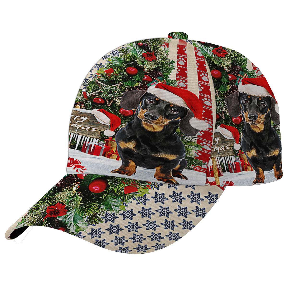 Dachshund Dog ChriStas American flag Baseball Cap Hat