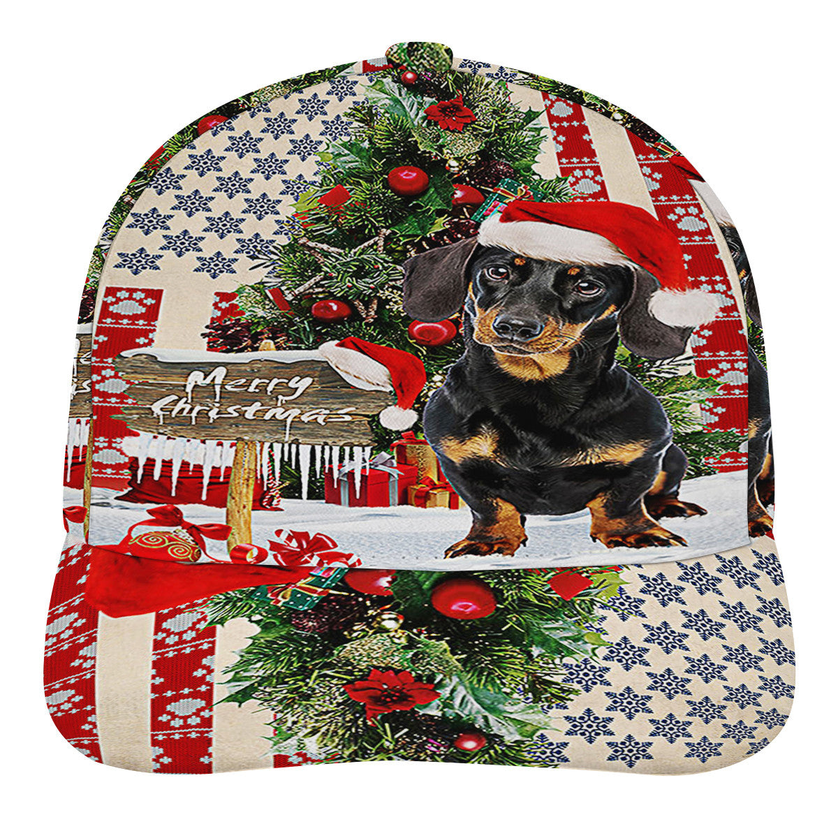 Dachshund Dog ChriStas American flag Baseball Cap Hat