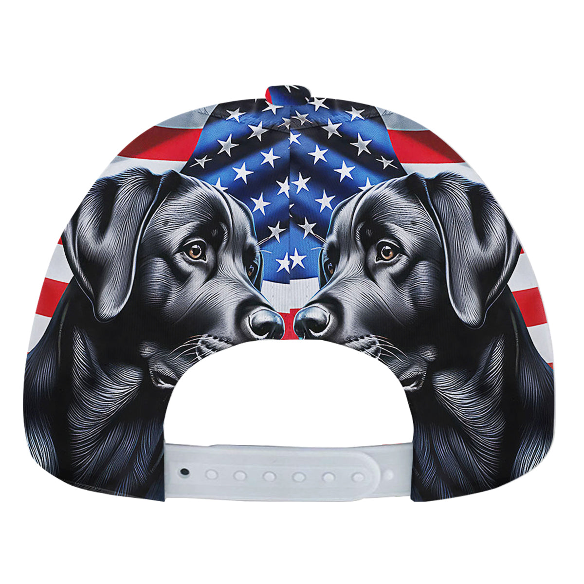 Black Labrador Dog American flag Baseball Cap Hat