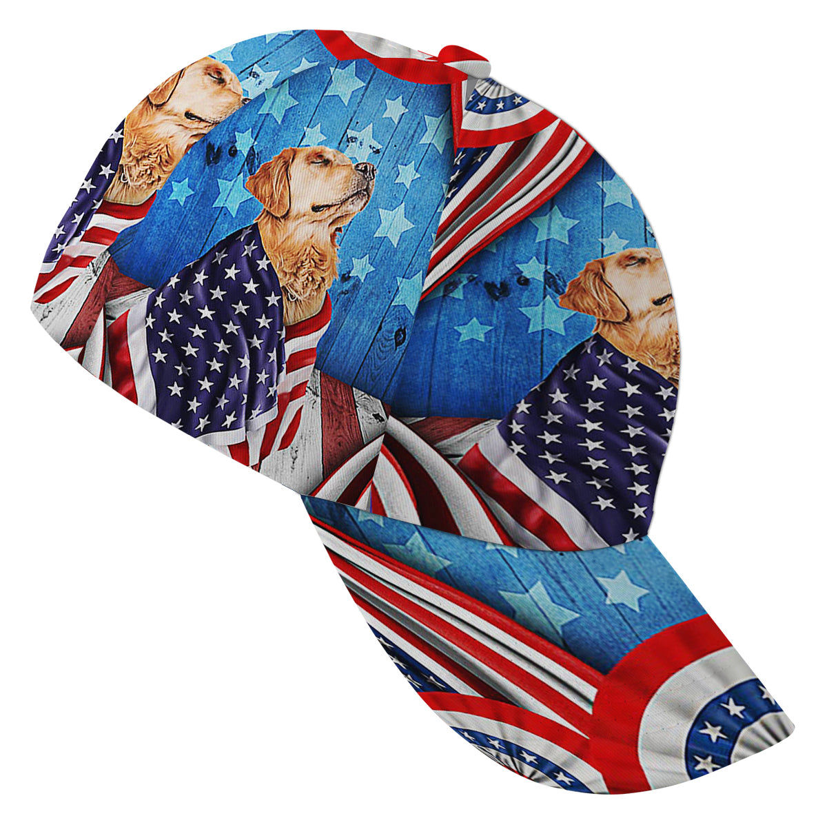 Happy 4th Of July Patriotic Dog Golden Retriever American flag Baseball Cap Hat