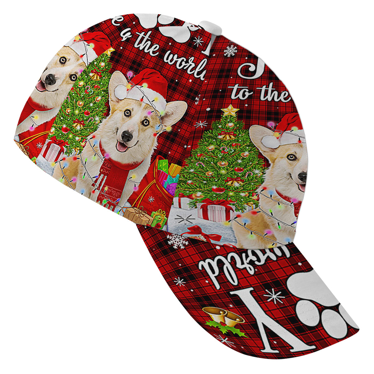 Corgi ChriStas Dog Joy To The World Baseball Cap Hat