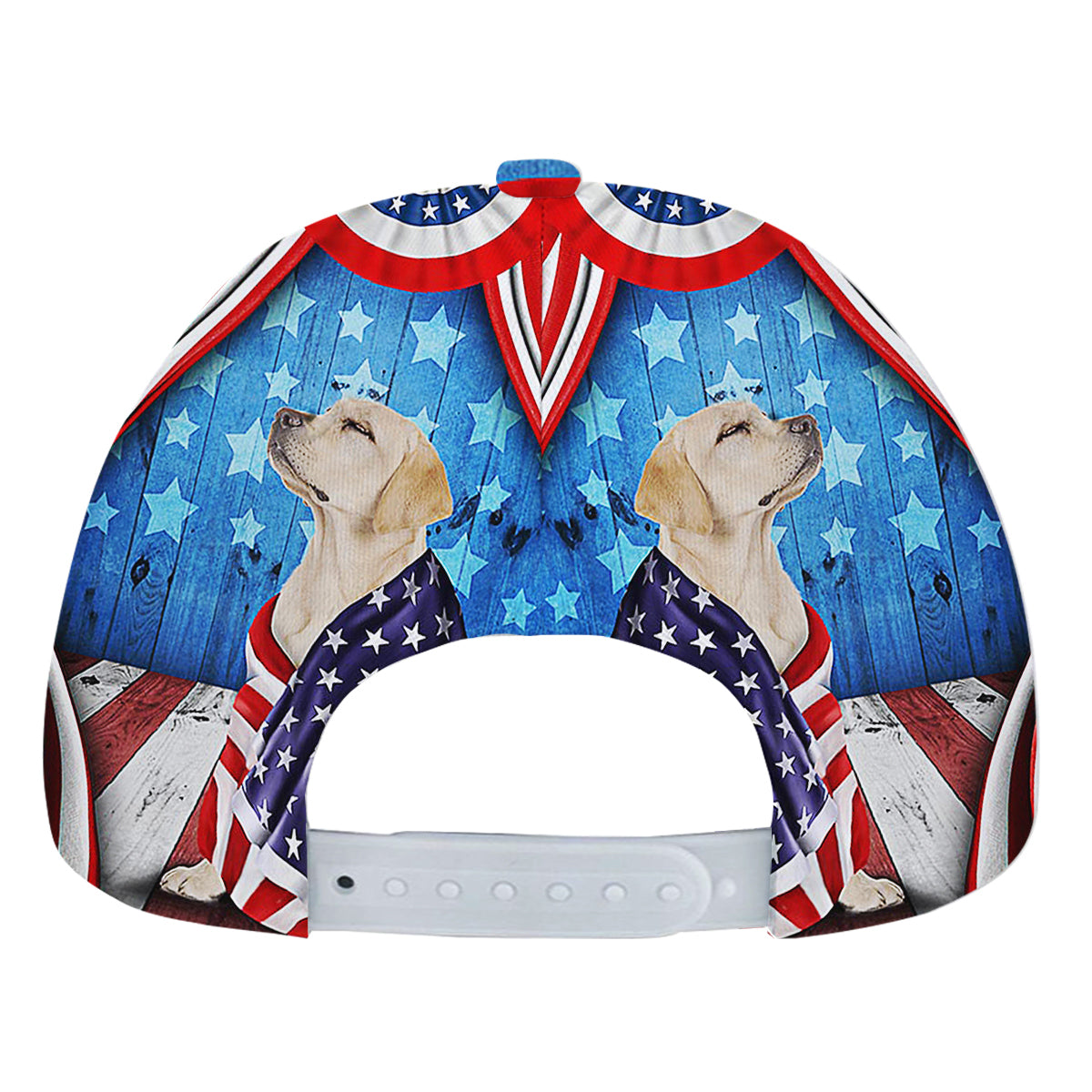 Happy 4th Of July Patriotic Dog Yellow Labrador Retriever American flag Baseball Cap Hat