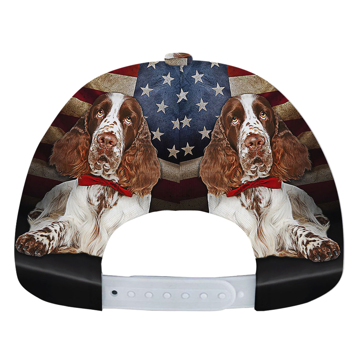 English Springer Spaniel Dog American flag Baseball Cap Hat