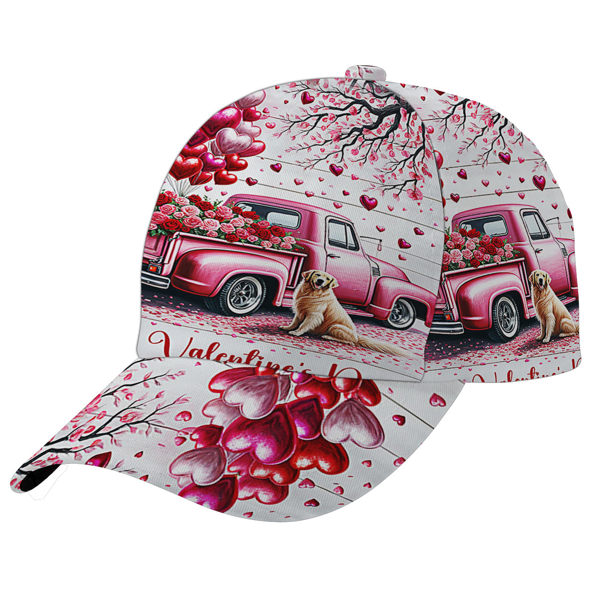 Golden Retriever Dog Happy Valentine's Day Baseball Cap Hat