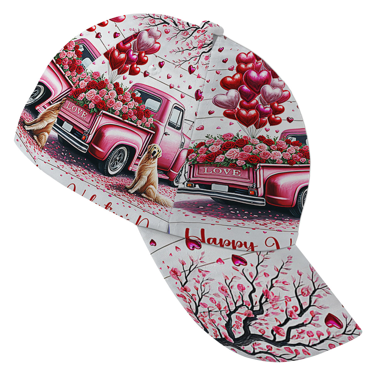 Golden Retriever Dog Happy Valentine's Day Baseball Cap Hat
