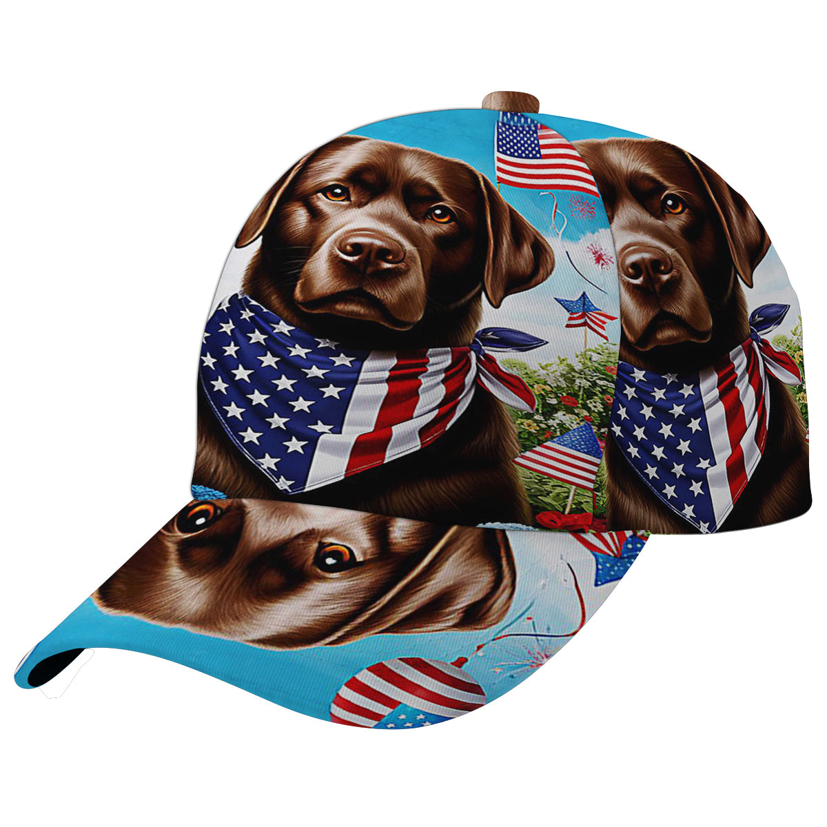Chocolate Labrador Retriever Dog 4th Of July Baseball Cap Hat