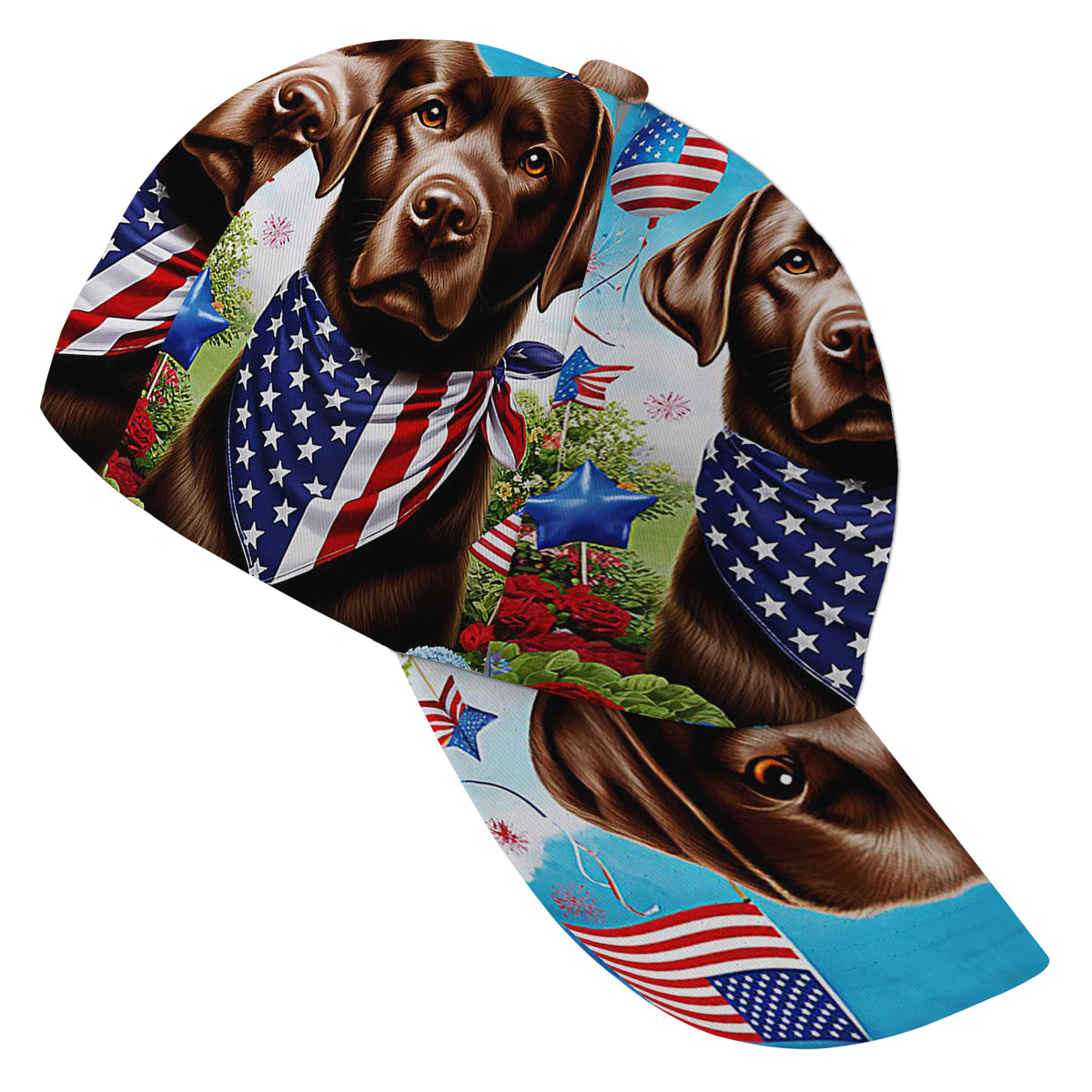 Chocolate Labrador Retriever Dog 4th Of July Baseball Cap Hat