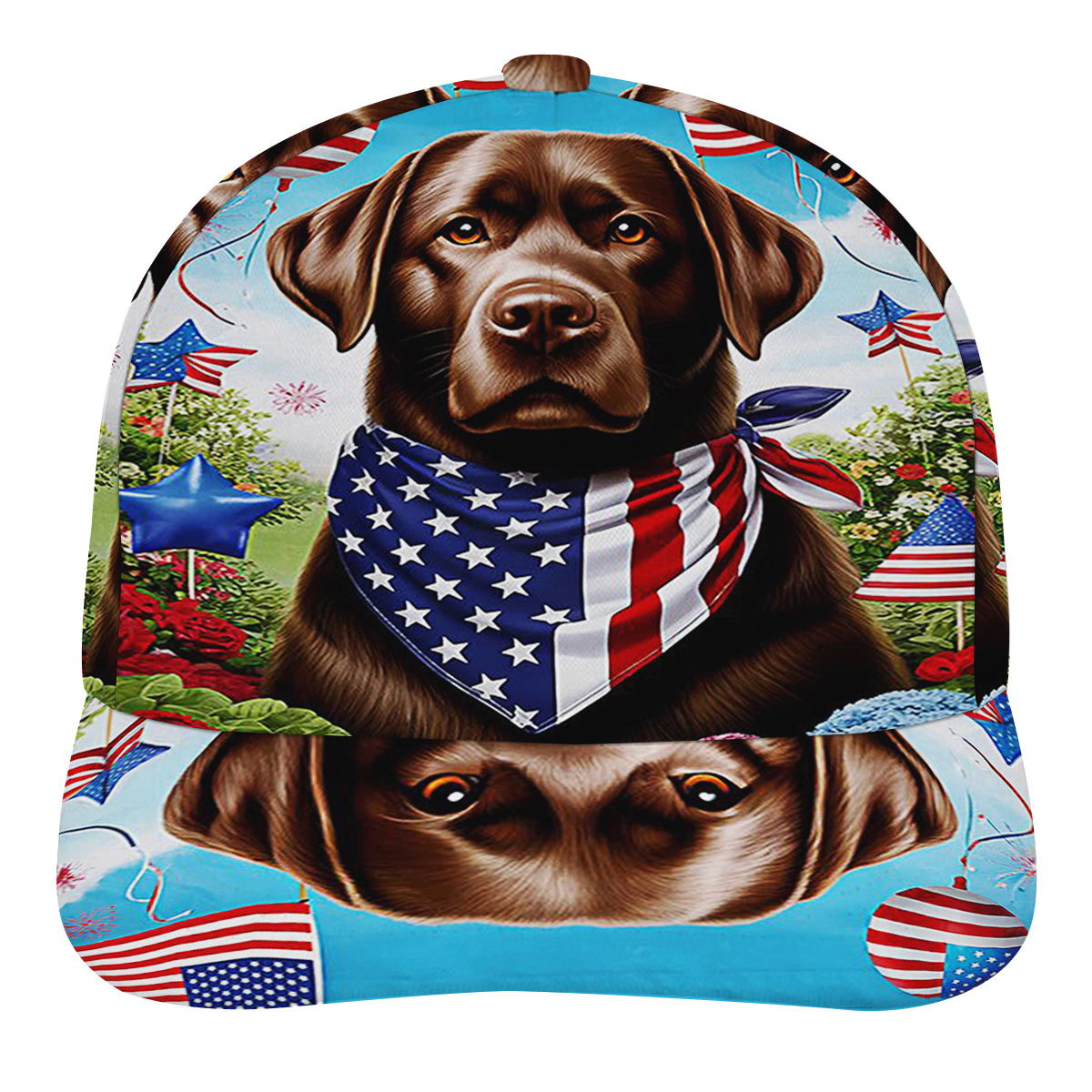 Chocolate Labrador Retriever Dog 4th Of July Baseball Cap Hat