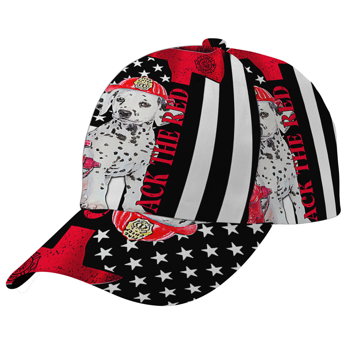 Firefighter Dalmatian Fire Dog Back The Red Baseball Cap Hat