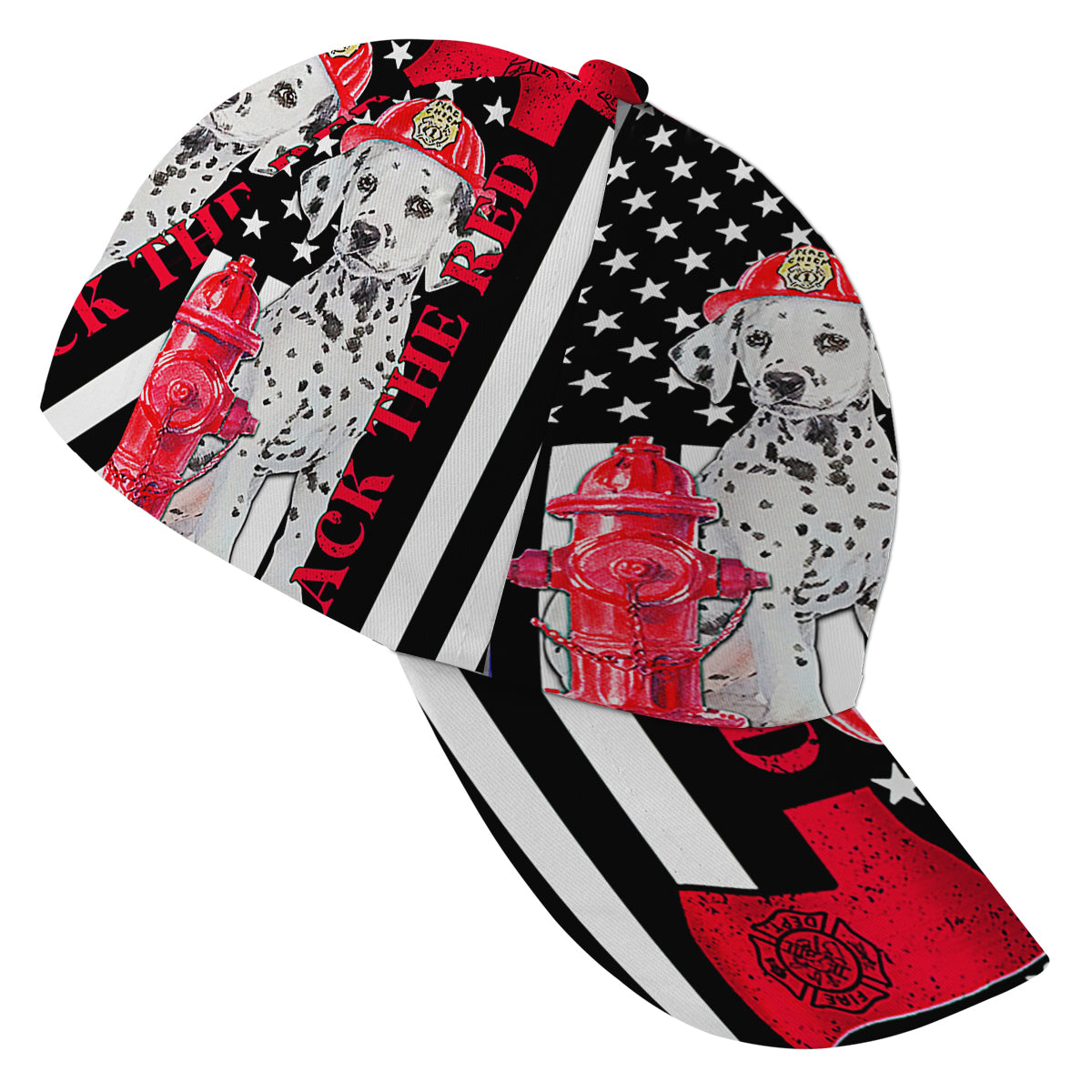 Firefighter Dalmatian Fire Dog Back The Red Baseball Cap Hat