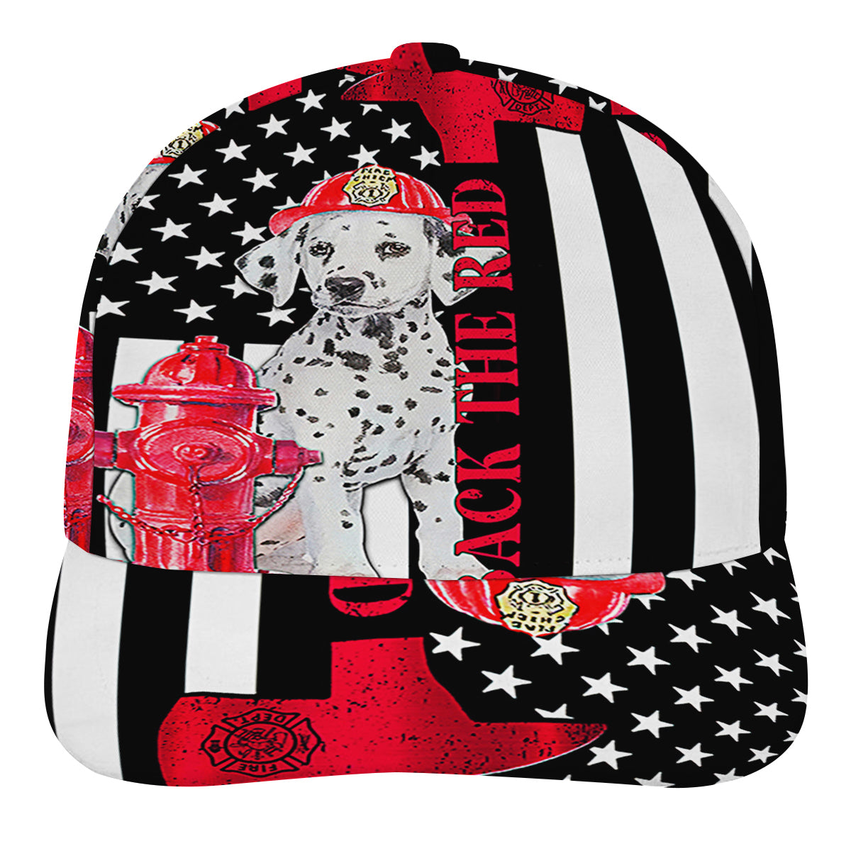 Firefighter Dalmatian Fire Dog Back The Red Baseball Cap Hat