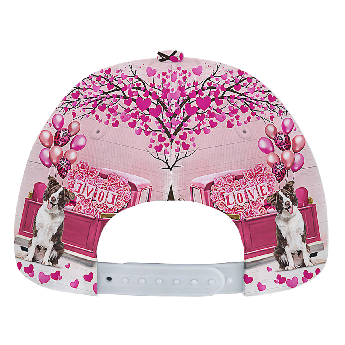 Dog Valentine Border Collie Dog Baseball Cap Hat