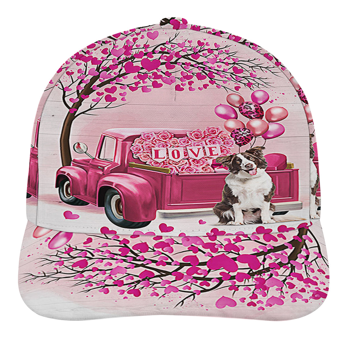Dog Valentine Border Collie Dog Baseball Cap Hat