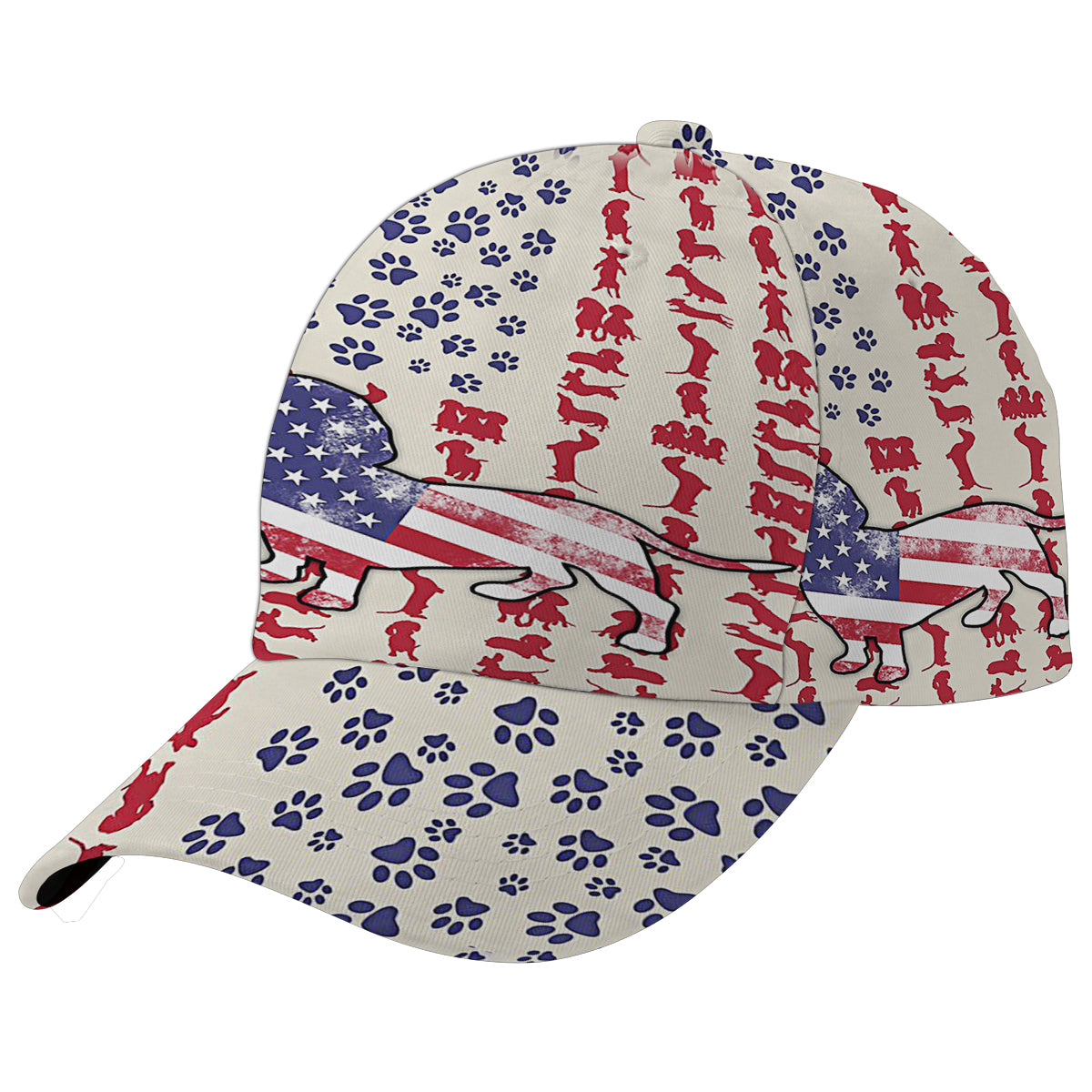Dog Dachshund American flag Baseball Cap Hat