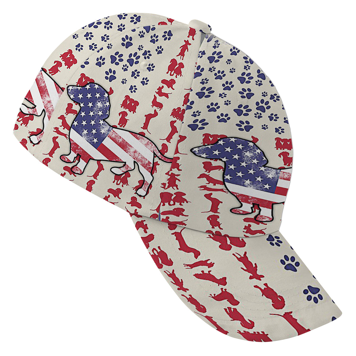 Dog Dachshund American flag Baseball Cap Hat