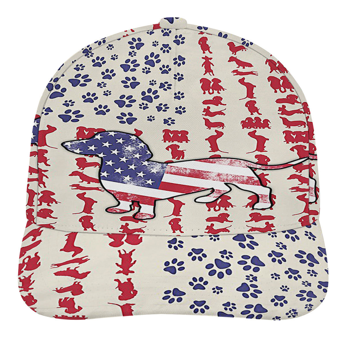Dog Dachshund American flag Baseball Cap Hat