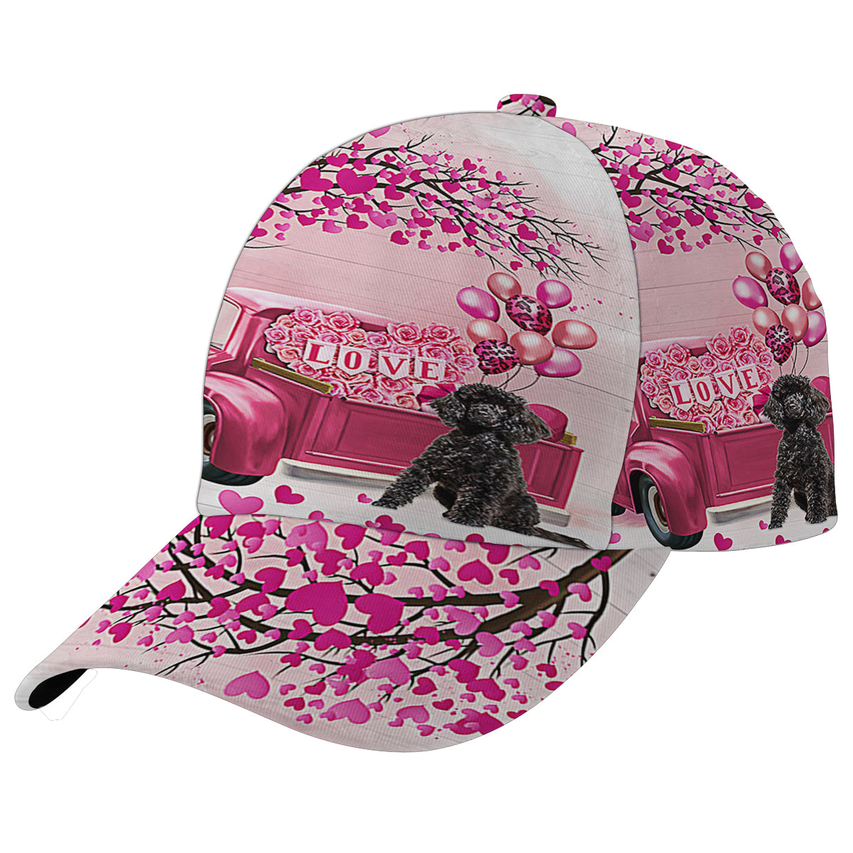 Dog Valentine Black Poodle Baseball Cap Hat