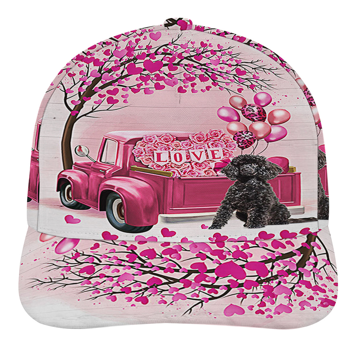 Dog Valentine Black Poodle Baseball Cap Hat