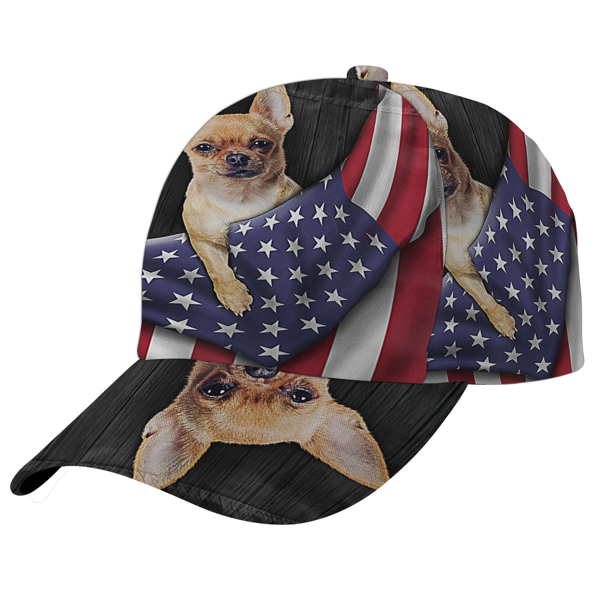 Chihuahua Dog American flag Baseball Cap Hat