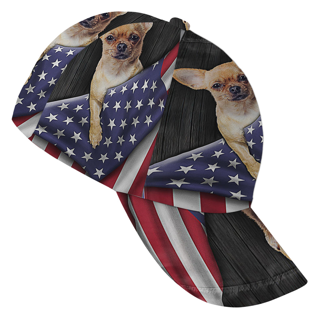 Chihuahua Dog American flag Baseball Cap Hat