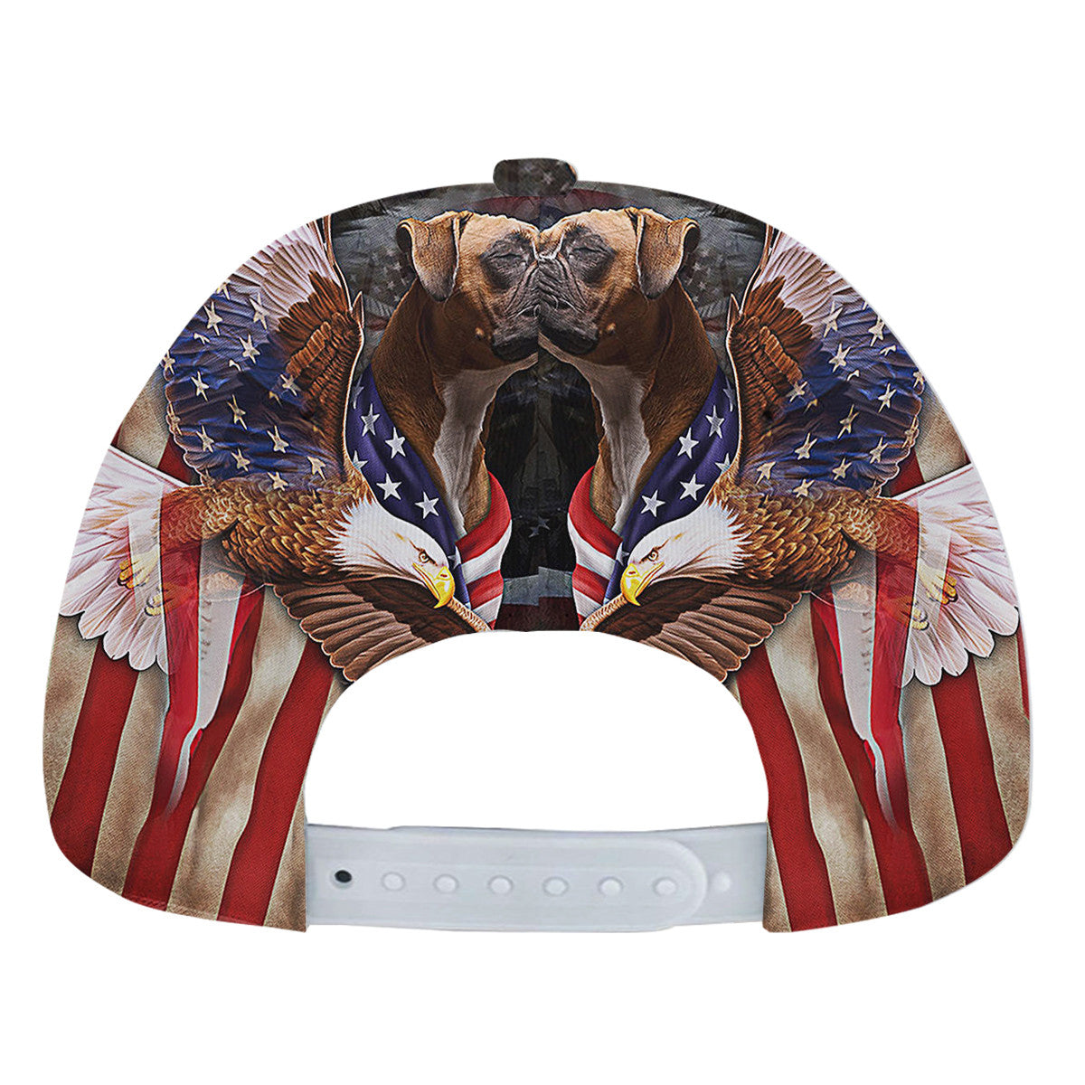 Boxer Dog Wrapped In Glory American flag Baseball Cap Hat