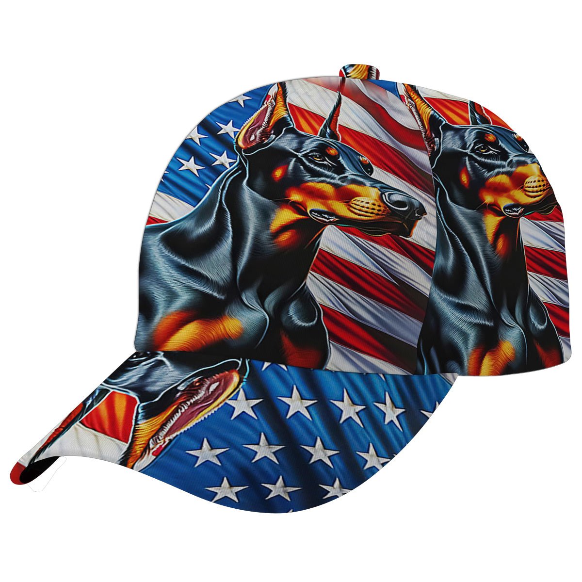 Doberman Pinscher Dog American flag Baseball Cap Hat