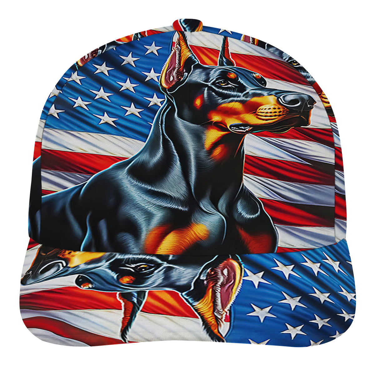Doberman Pinscher Dog American flag Baseball Cap Hat