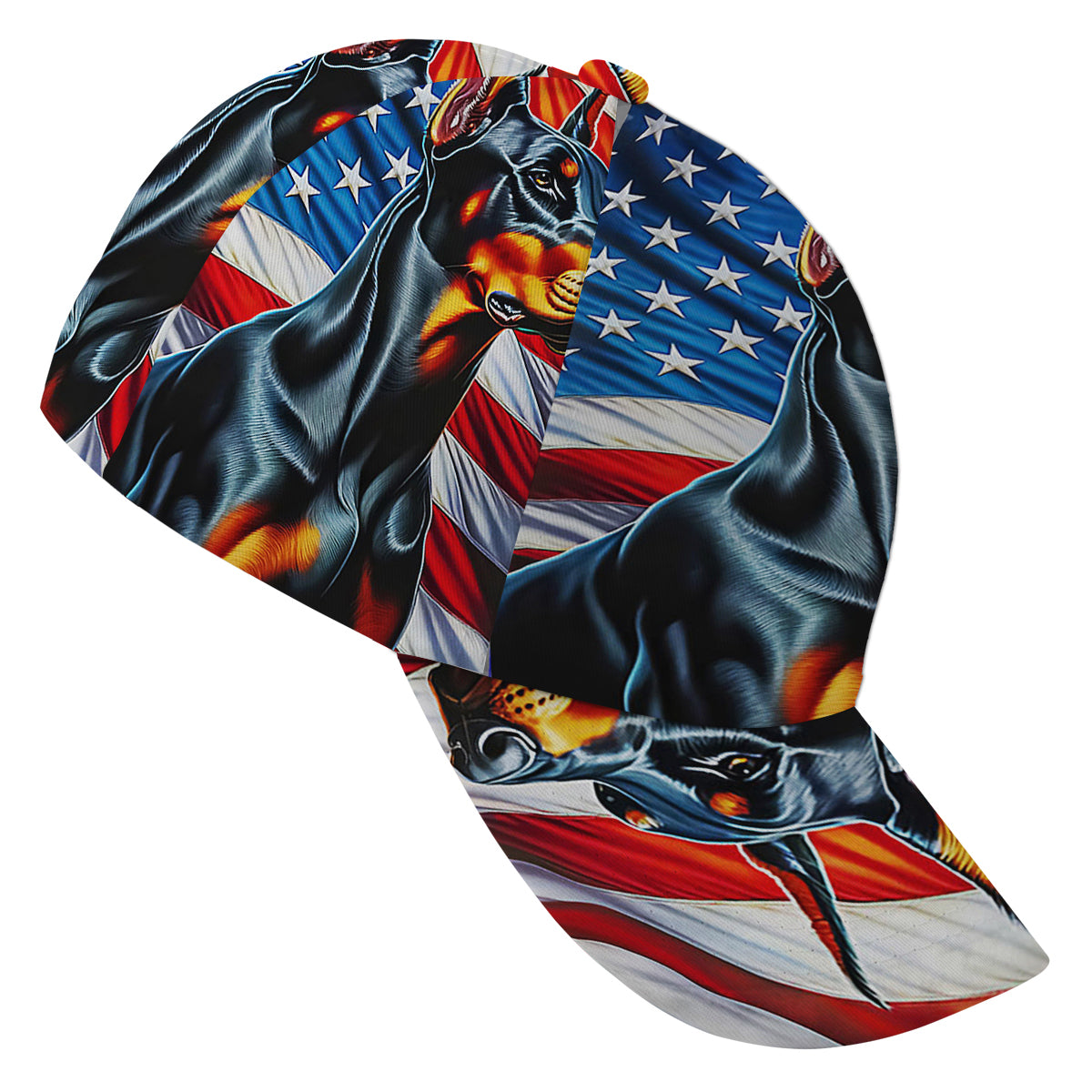 Doberman Pinscher Dog American flag Baseball Cap Hat