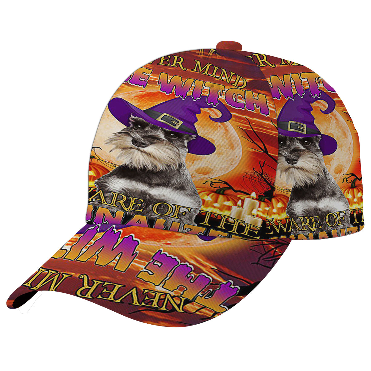 Happy Halloween With Beware Of The Schnauzer Dog Baseball Cap Hat