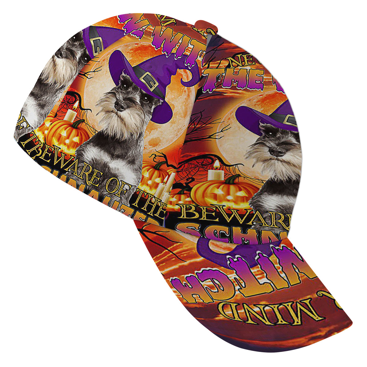 Happy Halloween With Beware Of The Schnauzer Dog Baseball Cap Hat