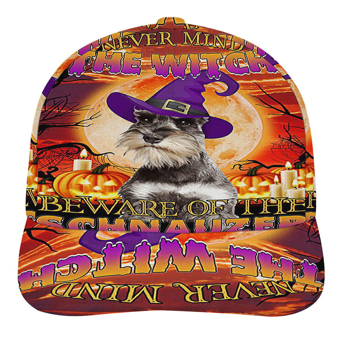 Happy Halloween With Beware Of The Schnauzer Dog Baseball Cap Hat