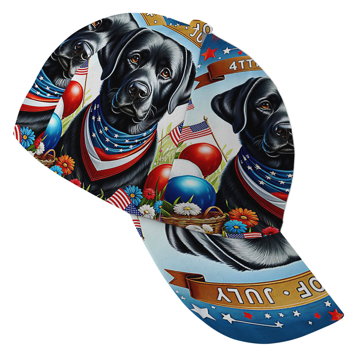 Black Labrador Retriever Dog 4th Of July Baseball Cap Hat